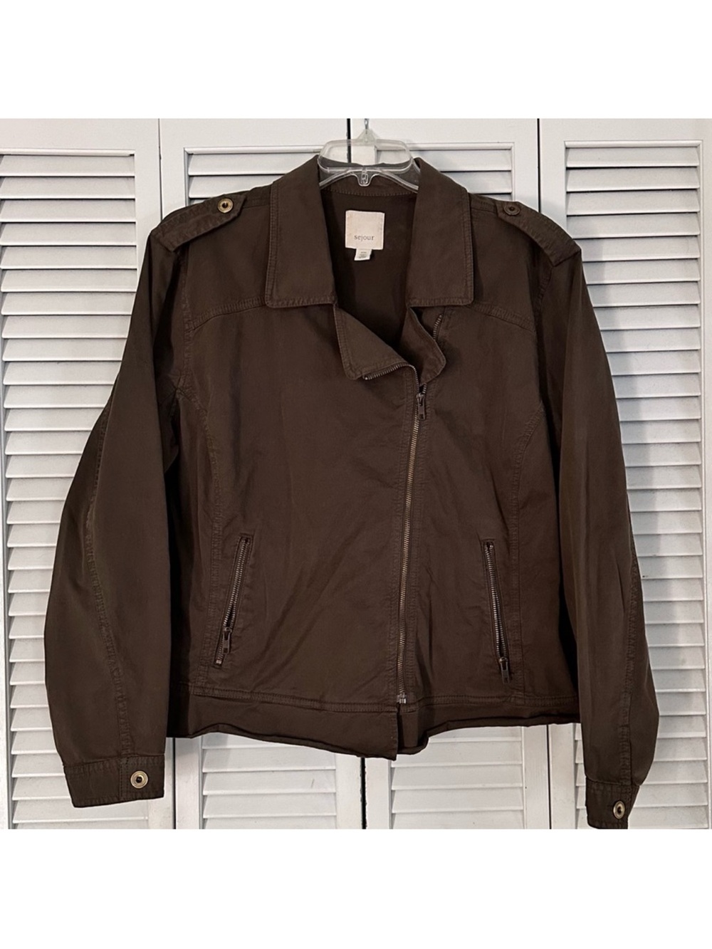 Sejour Brown Utility Jacket with Zip Pockets